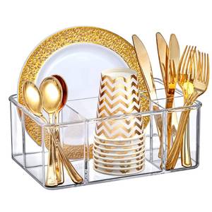 lot 1324 image: Amazing Abby - Felicia - Plastic Flatware Organizer, 5-Compartment Utensil Holder, Paper Plate Holder, Cutlery and Silverware Storage for Countertop, Perfect Storage Solution for Home and Restaurant