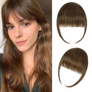 lot 2010 image: Yorda Bangs Hair Clip 100% Human Hair Clip in Bangs Fringe with Temples WispyFrench Bangs for Women Natural Looking for Daily Use (Wispy Bangs, Medium Brown)