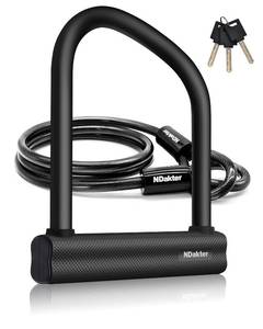 lot 2034 image: NDakter Bike Locks Heavy Duty Anti Theft, Bicycle U Lock for Ebike, 18mm Shackle, 6FT Steel Security Cable with 3 Keys for Electric Escooter, Motorcycle, Moped, Dirt-Bike, Tri-Bike Wheel Lock Sturdy