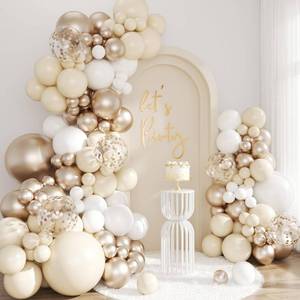 lot 2409 image: White Sand Champagne Gold Balloon Arch Kit, 143Pcs Metallic Champagne Gold Neutral Balloons Garland Arch Kit Confetti Balloons for First Communion Anniversary Engagement Wedding Birthday Decorations