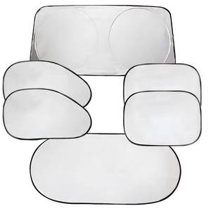 lot 2410 image: DUSCOKE 6PCS Reflective Car Windshield Sunshade, Polyester Foldable Car Side Window Sun Cover with Storage Bag, Universal Vehicle Interior Protection Accessories for Heat and UV Rays Shield