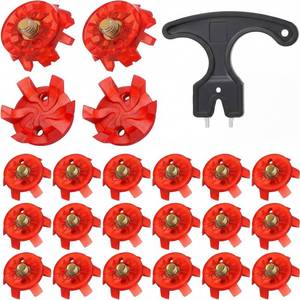 lot 2422 image: Cozypower 31 Pcs Golf Spikes Set Includes 30 Pcs Golf Cleats Replacement Black Cleats Spanner Metal Thread Screw 6 mm Dia Spike Tool for Lawn Cricket Shoe Player Lover (Red)