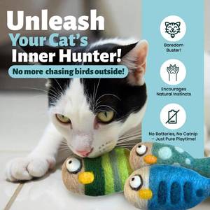 lot 2426 image: Woolbuddy Felted Wool Cat Toys �� 2 Fish Kick Toys for Indoor Cats, Catnip-Free & Durable