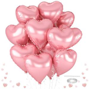 lot 2427 image: 12 Pcs Heart Balloons, 18 inch Pink Heart Shaped Balloons, Big Helium Balloon,Love Foil Balloon for Wedding Baby Shower Anniversary Backdrop Valentine Party Decoration