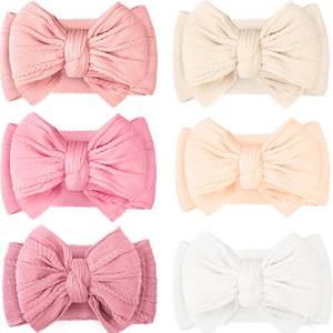 lot 2438 image: C�LLOT 6 Pcs Baby Bows Headbands Nylon Hairbands Baby Girl Bows Hair Accessories for Newborn Infant Toddler Essentials (Classic Pink Series)