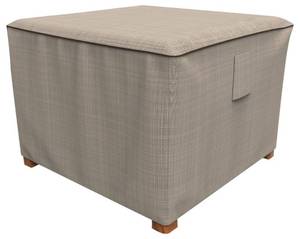 lot 2462 image: Budge P4A06PM1 English Garden Square Patio Table  Ottoman Cover Heavy Duty and Waterproof, Medium, Tan Tweed