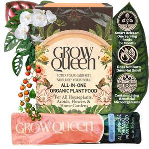 lot 2472 image: Grow Queen All-in-One Complete Organic Plant Food, Indoor Plant Food for Houseplants, Organic Fertilizer for Vegetable Gardens, 7 Formulated Single Servings Feeds 14 gal Fast and Slow Release