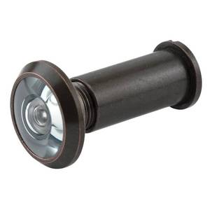 lot 2477 image: Prime-Line U 10313 Door Viewer, 916 In. x 180 Degree, Solid Brass Housing, Glass Lens is U.L. Listed, Classic Bronze Plated Finish (Single Pack)