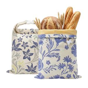 lot 2490 image: Eruidar Beeswax Bread Bags for Sourdough & Homemade Bread (2 Pack), XL 13x17 Large Reusable Cotton & Linen Bread Bag, Keep Loaves Fresh Longer, Natural & Easy to Clean (Classic Blue Floral)