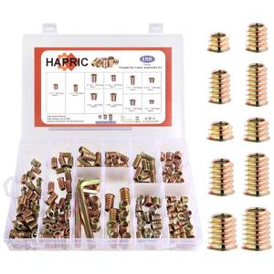 lot 2496 image: 191 PCS Threaded Inserts for Wood, 14-20, 516-18, 38-16 Threaded Wood Inserts Furniture Screw Assortment, Wood Threaded Inserts with Hex Wrench