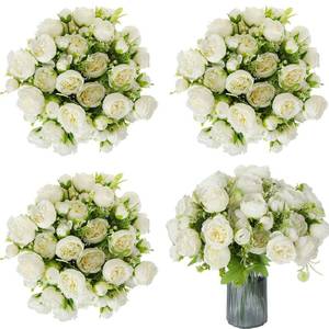 lot 3695 image: Sumind 16 Bundles Peonies Artificial Flowers Bulk Wedding Silk Faux Flowers with Stems Faux Peony Wedding Bouquets for Bride Florals Arrangements Decor for Table Centerpiece Vase Decoration(White)