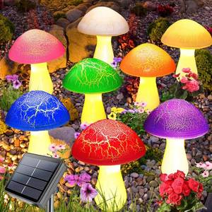 lot 3701 image: Homeleo 8-Pack Cracked Mushrooms for Garden Decor, Solar Mushroom Lights Outdoor, Super Cute Whimsical Garden Art for Yard Decor Gnome Flowerbed Housewarming Decor(Multicolored)