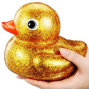 lot 3702 image: Honoson 6.89 Inch Giant Glitter Rubber Duck Big Glitter Rubber Duck Large Sparkly Duckling Bath Toy with Squeaky Sound for Summer Baby Shower Birthday Party Favor Gift(Gold)