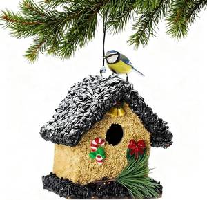 lot 3706 image: CEDAR ALPHA 2026 Seeded Birdhouse for Outdoor, Seeded Birdhouse for Outside, Wood Seeded Bird House Covered with birdseeds, Birdseeded Bird Feeders for Outside Hanging