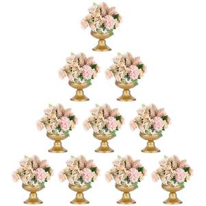 lot 3707 image: Metal Vases for Table Centerpieces, Hewory Gold Compote Pedestal Vase Floral Container Bulk, Brass Mini Footed Bowl Flower Holders Center Pieces for Wedding Birthday Party Anniversary (10pcs, 5in)