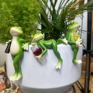 lot 3712 image: Cute Hanging Frog Garden Ornament �� Relaxing Frogs Sculpture Outdoor Statue for Indoor Plant Pots or Garden Decoration,Outdoor Yard or Patio Decor.