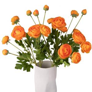 lot 3714 image: GLSATEMAN 5 Stems Artificial Silk Ranunculus Flowers Orange 23 Tall,UV Resistant,Bendable Stems for Wedding Centerpieces,Home Deco��Orange��