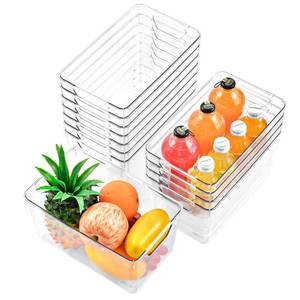 lot 3719 image: Freebat 12 Pack Middle Organizers and Storage, Pantry Organization and Storage Bins, Cabinet Organizer, Clear Plastic Storage Containers with Handle��Acrylic Storage Bins for Cabinet, Fridge