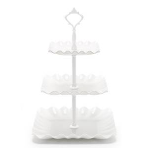 lot 4457 image: Coitak 3 Tier Cupcake Stand, Plastic Tiered Serving Stand, Wavy Dessert Tray for Tea Party, Birthday and Wedding (Pure White)