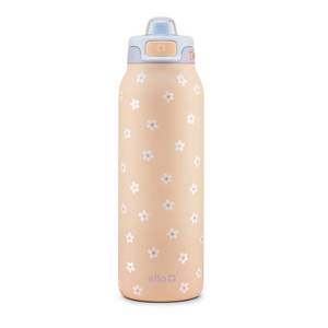 lot 4466 image: Ello Pop & Fill 32oz Stainless Steel Water Bottle with Quick Fill Technology, Double Walled and Vacuum Insulated Metal, Leak Proof Locking Lid, Sip and Chug, Reusable, BPA Free, Gloss Daisies