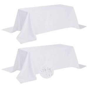 lot 4479 image: Fokitut 2 Pack Waterproof Rectangle Tablecloth, 90x132 Inch,Stain Resistant and Wrinkle Polyester Table Cloth, Fabric Table Cover for Kitchen Dining, Wedding, Party, Holiday Dinner-White