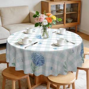 lot 4480 image: Eikione Round Tablecloth 70inch Floral Table Cloth, Tablecloths Polyester Waterproof Stain Wrinkle Free, Table Cover for Home Kitchen Dining Party Patio Decor