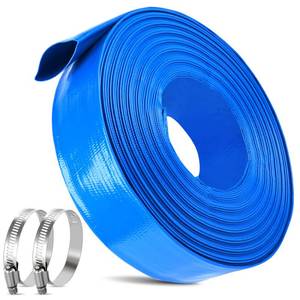 lot 4486 image: 2 IN x 30FT Pool Backwash Hose Heavy Duty Drain Discharge Double PVC Layflat Hose with 2 Clamps, Weatherproof Burst Resistant for Water Transfer, Sump Pump, Pool Filter, Pool Drain (9.2M,Blue)