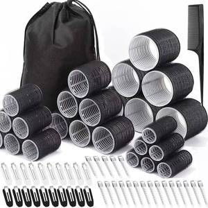 lot 4494 image: 66 Pcs Hair Rollers for Women, Rollers Hair Curlers, 24 Pcs in 4 Sizes(60483625 Mm) with 40 Stainless Steel Clips, Self Grip Holding Rollers for Hair, Long, Medium, Short, Storage Bag, Comb