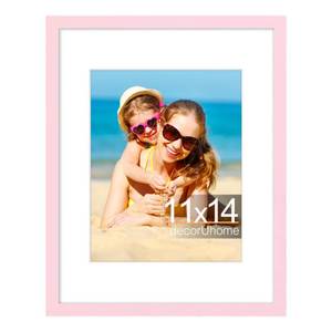 lot 4495 image: decorUhome 11x14 Picture Frame, Display Pictures 8x10 with Mat or 11x14 without Mat, Wall Mounting Photo Frame, Pink, 1 Pack