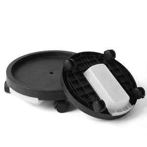 lot 5884 image: FOCHIER F 2 Pack Plant Caddy with Hidden Wheels, 11 Heavy Duty Rolling Plant Stand with Removable Drainage Tray,Silent Casters Round Flower Pot Mover Planter Dolly for Indoor Outdoor,Black