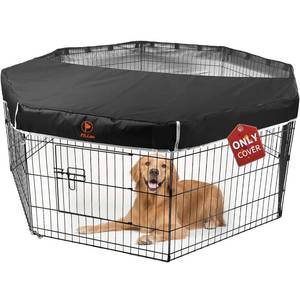 lot 5886 image: PJYuCien Dog Playpen Mesh Top Cover, Fits 24 Inch 8 Panels Regular Octagon Metal Exercise Pet Pen, Adhesive Tape Connections, Black (Note Cover Only, Fence Not Included)