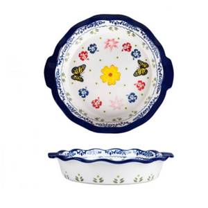 lot 5891 image: TUSIMI Round Baking Pan,Christmas Pie Pizza Pan, Ceramic Glaze Baking Dish for Cooking, Cake Dinner, Banquet and Daily Use