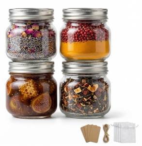 lot 5896 image: A8 oz Mason Jars with Airtight Silver Lids - 4 Pack Small Glass Jars - Thickened Wide Mouth Canning Jars for Spell Jars, Candle Making, Premium Spices & Bathroom Vanity Decor
