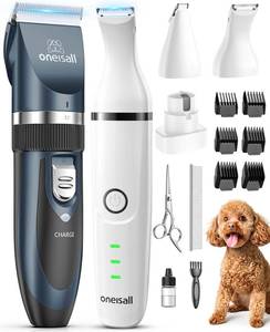 lot 5898 image: oneisall 4 in 1 Dog Clippers and Paw Trimmer Grooming Kit, Low Noise Cordless Dog Clippers for Grooming Pet Hair Trimmers for Small and Large Dogs Cats Animals