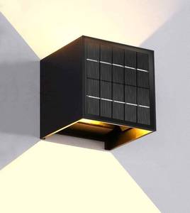 lot 5903 image: LANFU Solar Powered Motion Sensor Square Outdoor Wall Lights, Black Modern Up and Down Wall Lamps, IP65 Waterproof Warm White 3000K Wall Sconce Light Exterior for Fence Garden Outside