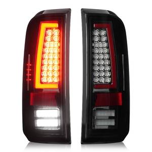 lot 5906 image: LED Tail Lights Pair Compatible with Ford F250 F350 F450 F550 Super Duty 2008-2016, Rear Brake Lamps Taillights Assembly, Chrome Housing Smoked Lens