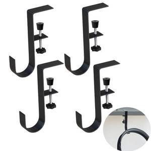 lot 6339 image: Teadokly 4pcs Desk Hooks, Under Shelf Table Storage Hooks Clip-On Desktop Accessory for Organizing Book Bags and Desktop Miscellaneous Items (Black)
