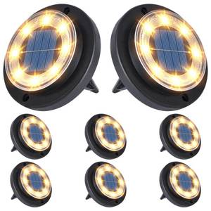 lot 6343 image: Flacchi Solar Lights Outdoor Waterproof - 2-in-1 Solar Powered Ground Lights Outdoor Solar Disk Light Landscape Light for Deck Step Patio Yard Pathway Walkway Driveway Garden (Warm White, 8 Pack)