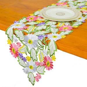 lot 6356 image: AMARED Spring Daisy Table Runners Embroidered Flowery Applique Floral Cutwork Table Linen for Home Decoration (13 X 54 Inch)