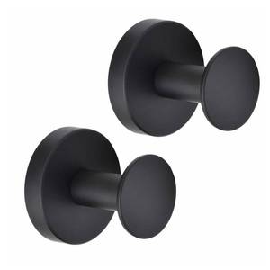 lot 6360 image: YWCOO Towel Hooks for Bathroom 304 Stainless Steel Coat Robe Clothes Hook for Bathroom Kitchen Living Room Wall Mounted Shower Hooks for Inside Shower 2 Black (Drilling Installation)