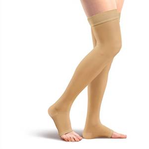 lot 6364 image: Amazon Basics Medical Compression Stockings, 20-30 mmHg Support, Women & Men Thigh Length Hose, Open Toe, Beige, Large (Previously Amazon Basic Care)
