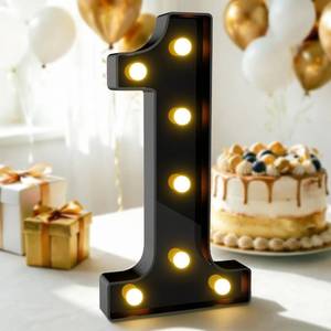 lot 6369 image: Pooqla 1st Birthday Decorations for Boys Girls, Large 12.6 in Tall Light Up Numbers for Party Decorations Table Backdrop Wall Decor, Big Marquee Number 1 Gift for First Birthday Anniversary Decoration
