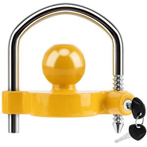 lot 6386 image: METOWARE Trailer Coupler Lock Universal Adjustable Heavy-Duty Steel Trailer Hitch Lock, Anti Theft Trailer Ball Lock Towing Lock for Towing Trailer Security Fits 1-78,2, 2-516 Coupler Yellow