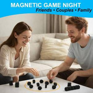 lot 6390 image: Magnet Game with String for Family Game Night & Travel & Camping - Magnetic Chess Games with Full-Size Stones - Fun Portable Two Player Strategy for Adults Teens and Kids