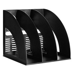 lot 6404 image: SAYEEC Desk Organizer File Magazine Storage Holder with 3 Vertical Compartments Rack Magazine Divider for Office Organization Home Workspace,Black