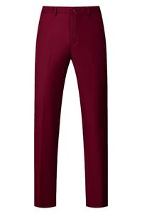 lot 6409 image: UNINUKOO Mens Dress Pants Slim Fit Solid Color Skinny Trousers Classic Business Casual Wedding Suit Pants US Size 36W x 32L Burgundy