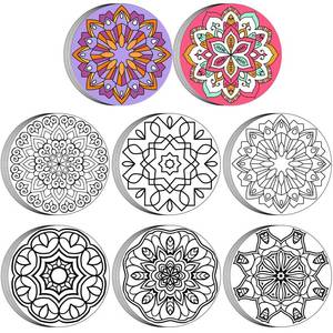 lot 6411 image: Kinlop 48 Pcs Fuzzy Mandala Coloring Cardstock 9 Mini Coloring Cards Stress Relieving Mandala Pattern Poster Cards Dyeing Activity for Kids Adults