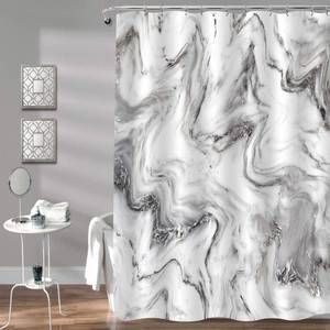 lot 6420 image: Gibelle Long Shower Curtain 72 x 78, Tall Abstract Grey Marble, Modern Luxury Art Waterproof Fabric Shower Curtain for Bathroom Decor