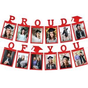 lot 6437 image: KatchOn, Felt Red Graduation Photo Banner 2026 - Large 10 Feet, 4x6  Proud of You Photo Banner  Graduation Decorations 2026  Personalized Grad Banner  Felt Graduation Picture Frame 2026