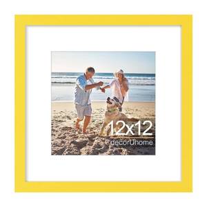 lot 8291 image: decorUhome 12x12 Picture Frame, Display Pictures 8x8 with Mat or 12x12 without Mat, Wall Mounting Photo Frame, Yellow, 1 Pack